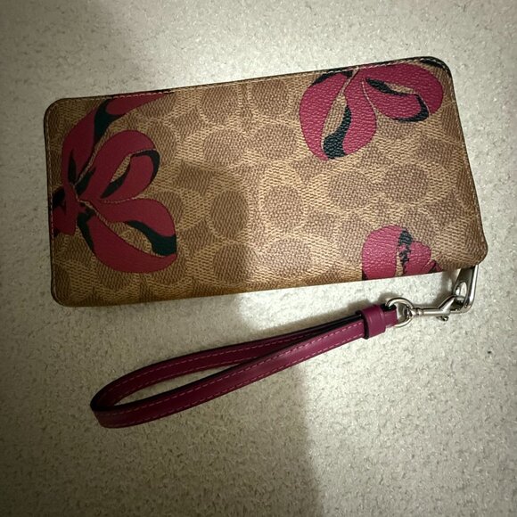 COACH Mollie Tote Bag and Long Zip Around Wallet with Pink Bow Print - Picture 6 of 9